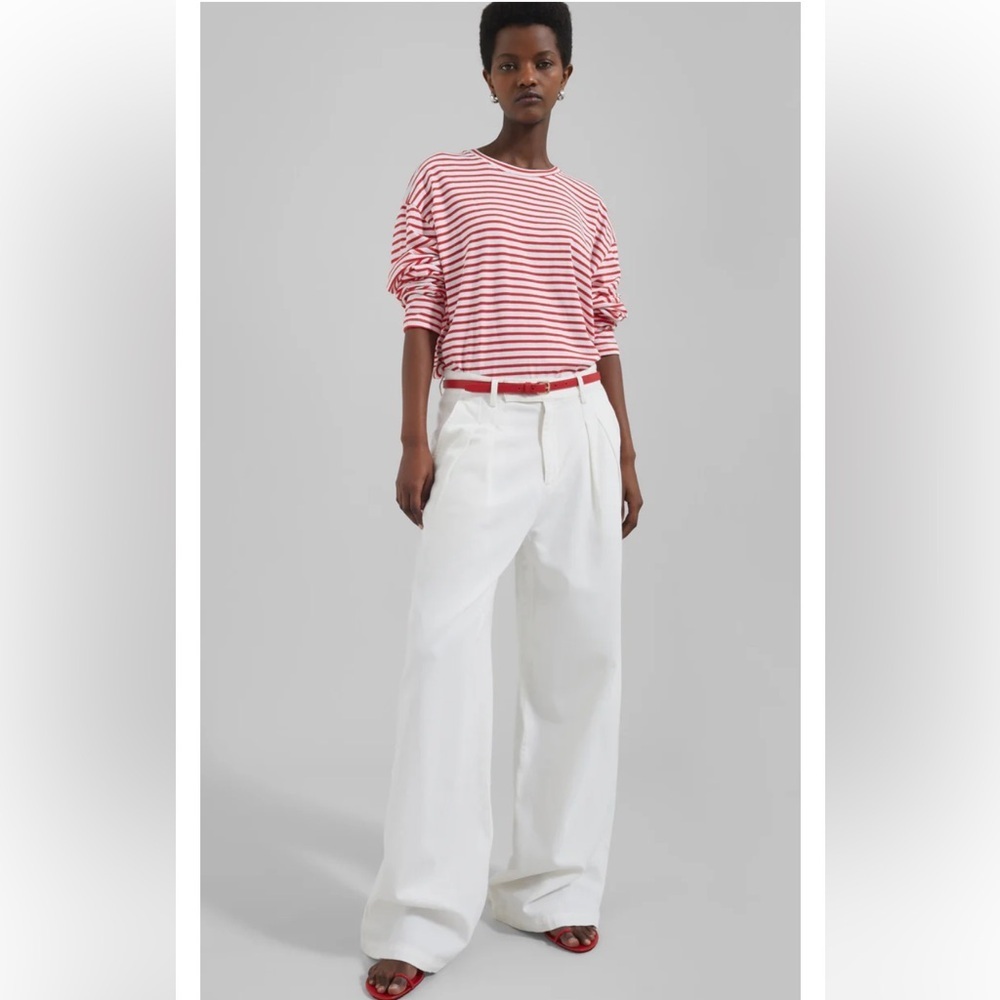 The Frankie Shop Nolan Pleated Denim Trousers- White - Picture 4 of 17